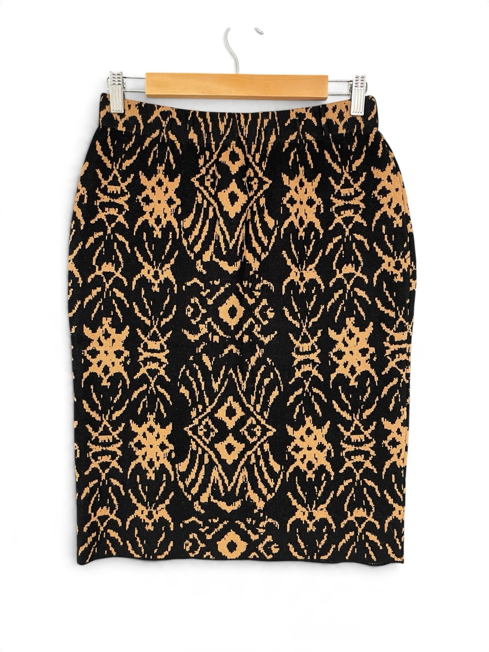 Charter Club Geometric Sweater‑Knit Pencil Skirt Black & Tan Size XS NWT